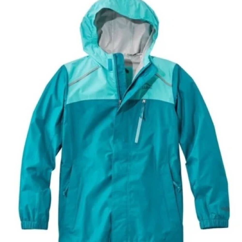 L.L. Bean Trail Model Rain Jacket GIRLS L14-16 TEAL